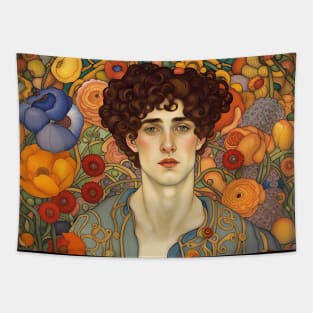 Handsome Boy Art Nouveau Style Tapestry