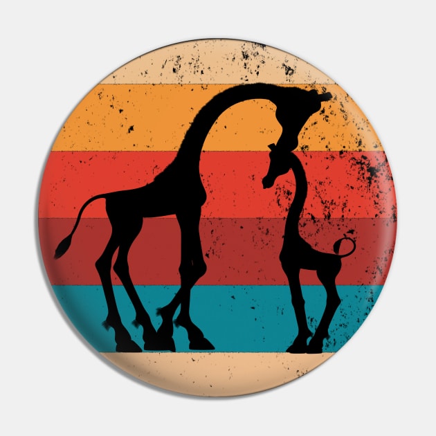 Vintage Giraffe Lover Retro Style Silhouette Gift Pin by Grabitees