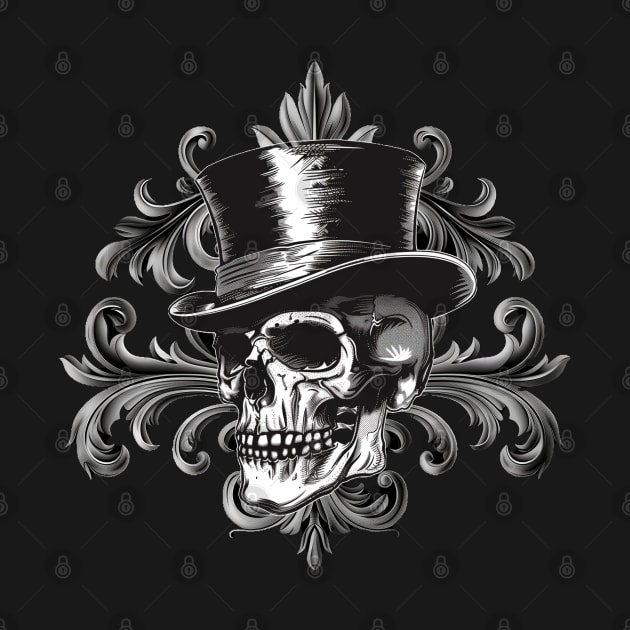 Top Hat Skull by Hiraeth Tees