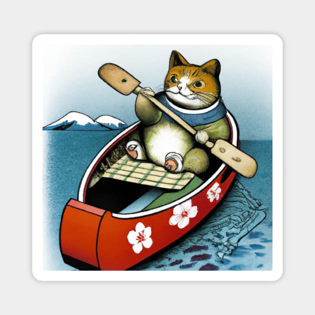 Ukiyo-e cat in canoe Magnet by DadOfMo Designs