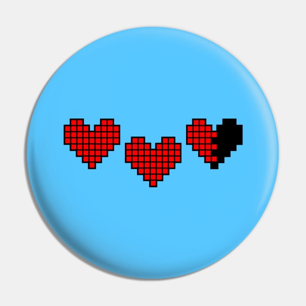 Cafe BTW 16 Bit Pixel Art Retro Game Red Hearts Pin by DaniNaps Designs