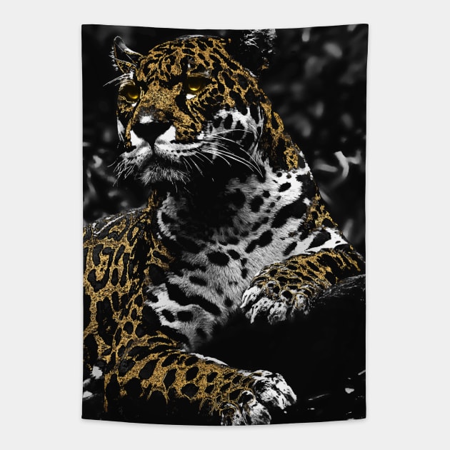 Tigre Gold Animal vector Tapestry by syanart