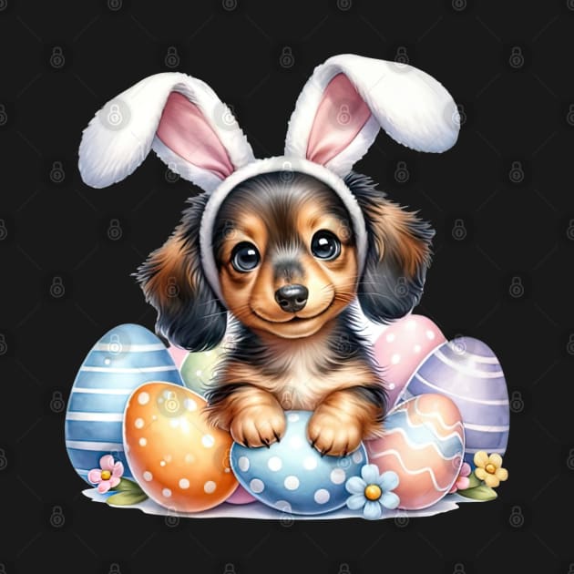 Puppy Dachshund Bunny Ears Easter Eggs Happy Easter Day by TATTOO project