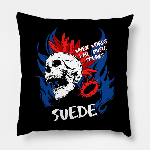 suede ll music speaks Pillow by daley doodles