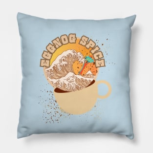 Great Wave of Eggnog Spice. Holiday Coffee Tsunami Cascadia Style Pillow