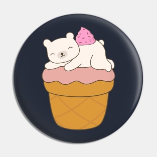 Kawaii Polar Bear Ice Cream Cone T-Shirt Pin