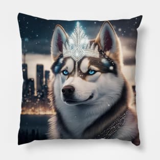 Sparkling Siberian Husky Pillow