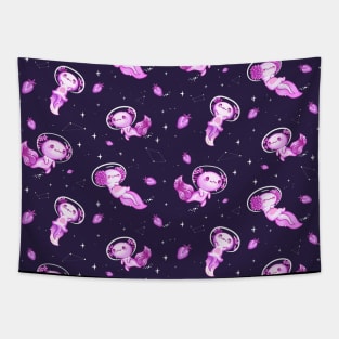 Kawaii Axolotl Space Astronaut Pattern Tapestry