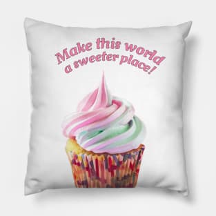 Unicorn Cupcake with Pink and Teal Frosting Pillow