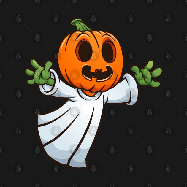 Halloween pumpkin ghost by sharukhdesign