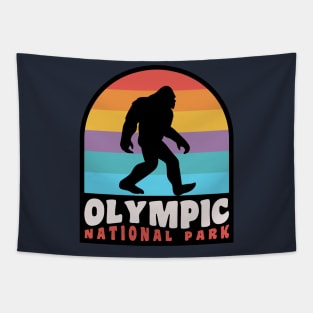 Olympic National Park Bigfoot Sasquatch Retro Sunset Tapestry