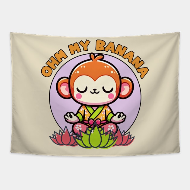 Monkey Yoga Instructor Tapestry by Japanese Fever