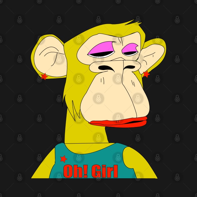 Newest Oh! girl sad ape nft (non fungible token) by illustraa1