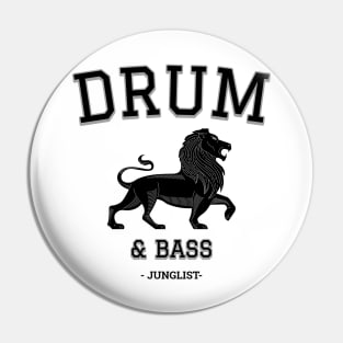 DRUM & BASS - College Font Lion (black) Pin