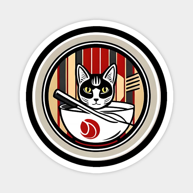 Cute Japanese Cat ramen Magnet by dex1one