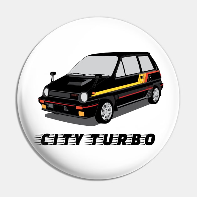 Retro Car City Turbo Black JDM Pin by vukojev-alex