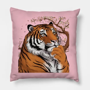 Wistful Tiger Japanese Art Print Pillow