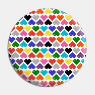 Seamless 10 Color Pattern of Pixel Hearts Pin