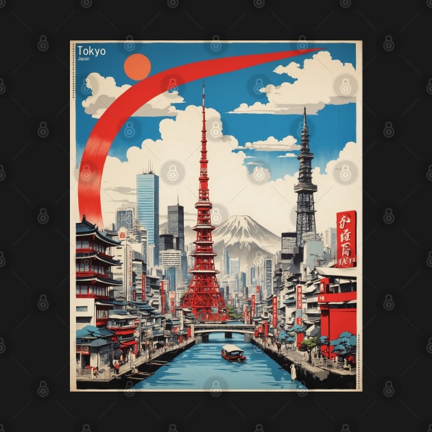 Tokyo Japan Vintage Poster Tourism 4 by TravelersGems