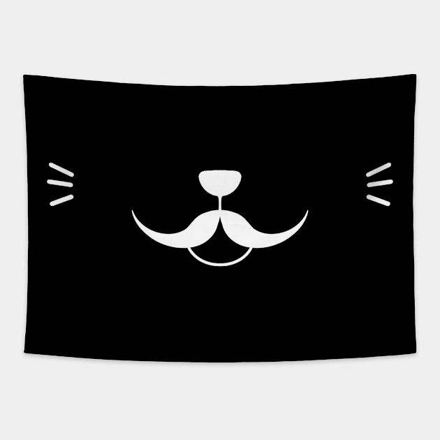 Moustache Cat Face Tapestry by Episodic Drawing