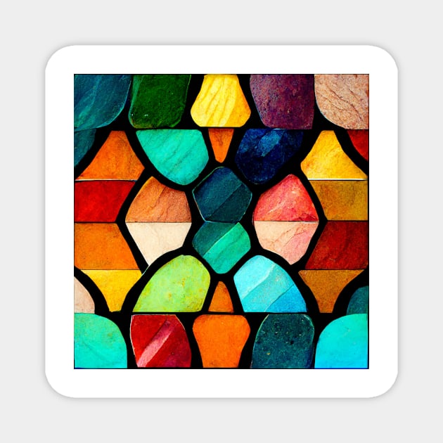 Abstract Colorful Stain Glass Mosaic Magnet by AntielARt