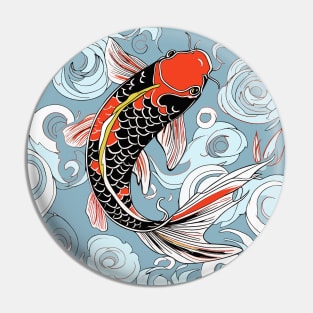 Jumping Koi Black Red and Yellow Fish Pin