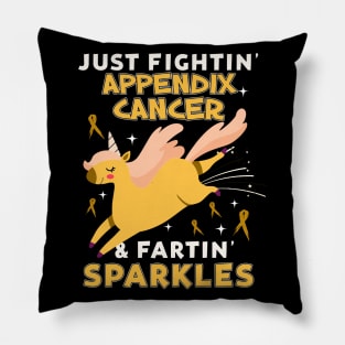 appendix cancer funny unicorn farting sparkles Pillow