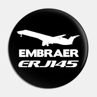 Embraer ERJ145 Silhouette Print (White) Pin