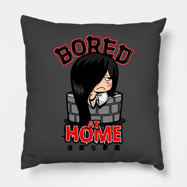 Funny Kawaii Stay Home Ghost Quarantine Spooky Sadako Japanese Meme Pillow by BoggsNicolas