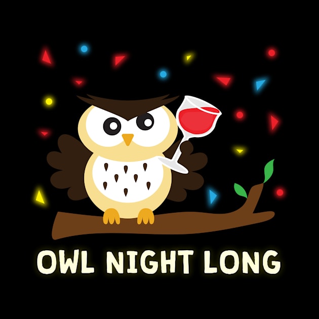 Wine Drinking Owl Night Long by TheTeeBee