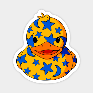 Moon & Stars Pattern Rubber Duck Magnet