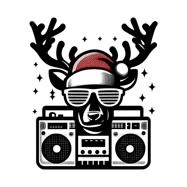 Retro Christmas Reindeer Santa Hat by Francois Ringuette