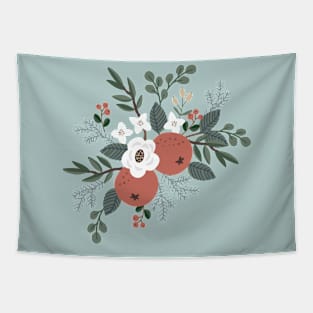 Floral Christmas Bouquet Tapestry