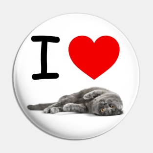 I HEART SMOKEY GRAY CATS Pin