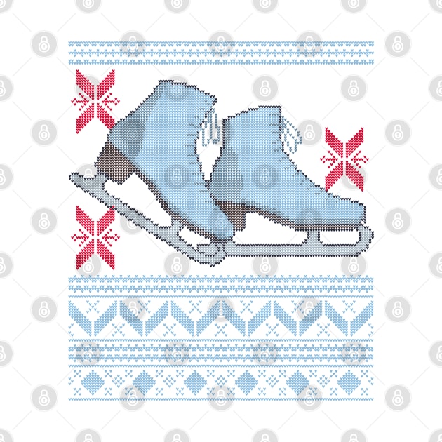 Ugly Christmas Sweater design with Ice Skates and Snowflakes by YourGoods