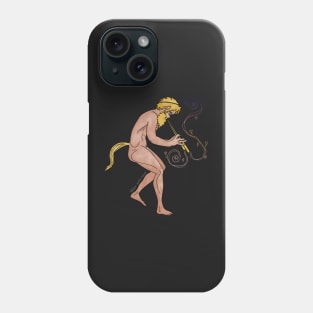 Satyr playing the aulos by Greek Myth Comix Phone Case