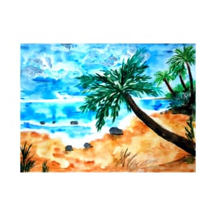 Sandy Beach and Palm Trees T-Shirt