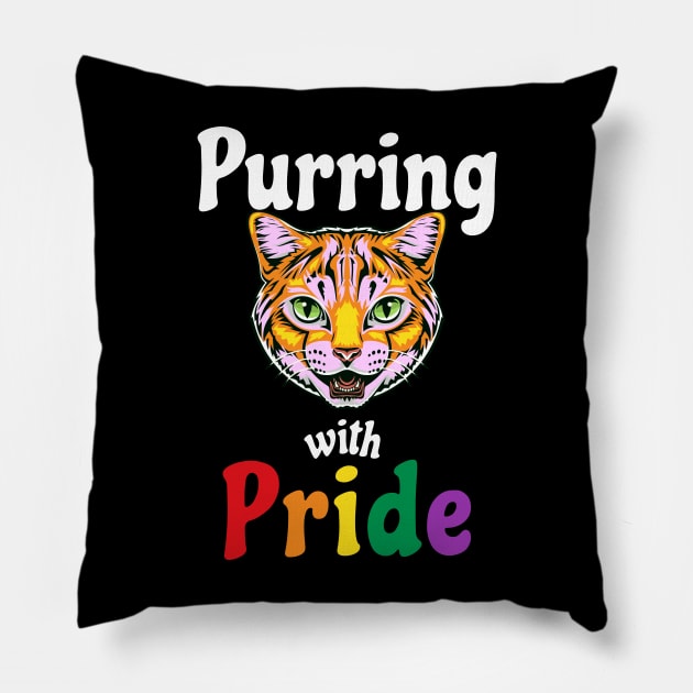 Purring With Gay Pride LGBTQIA Lesbian Transgender Queer Cat Pillow by shywolf