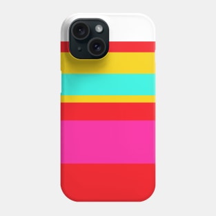 A lovely concoction of Cherry Red, Persian Rose, Metallic Yellow and Fluorescent Blue stripes. Phone Case