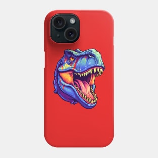 Angry colorful blue T-rex head Phone Case