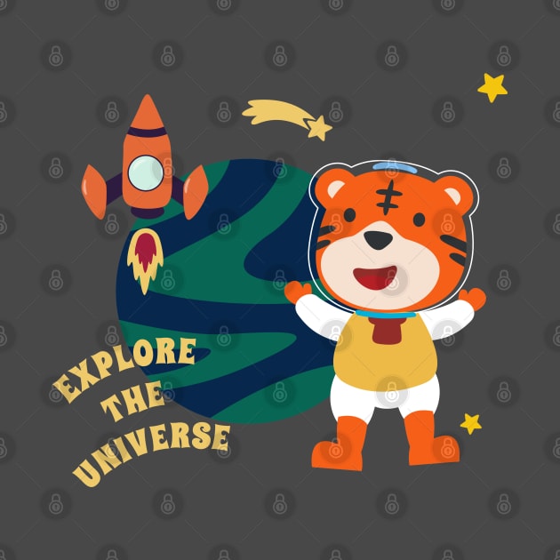 Space tiger or astronaut in a space suit with cartoon style. by KIDS APPAREL