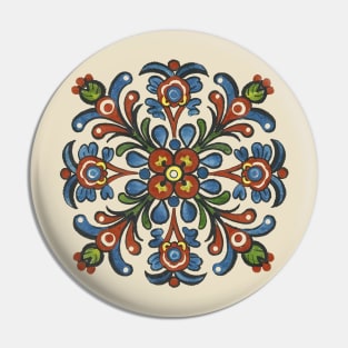 Handpainted Rosemaling, Norwegian Folk Art Pin