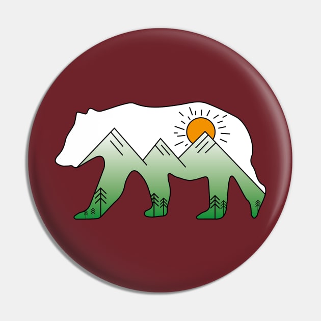 Bear Mountain, Mountains inside a bear Pin by JDP Designs