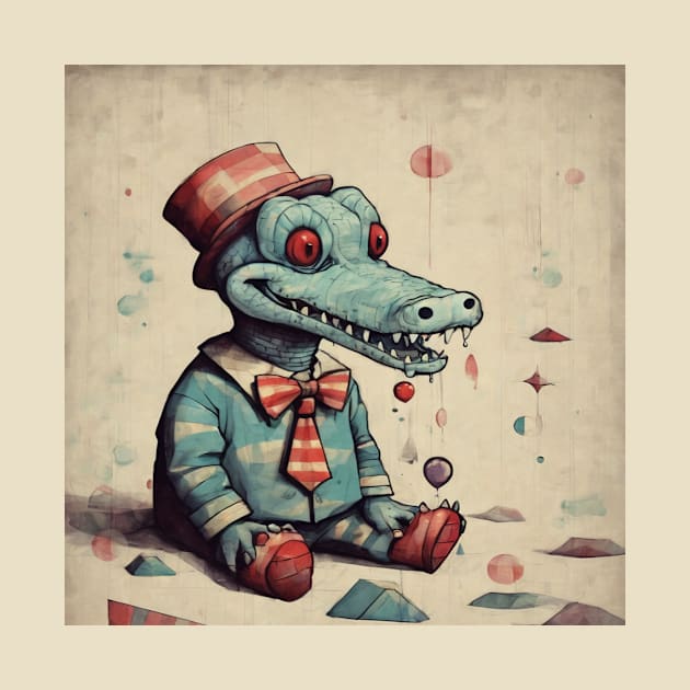 Crocodile cute retro by nonagobich