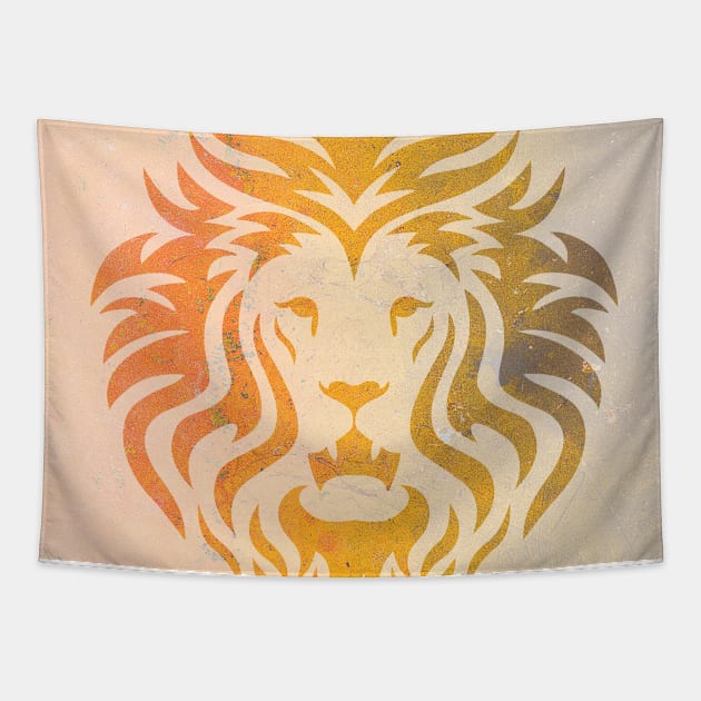 'KING' Lion Head - Orange Tapestry by sleepingdogprod