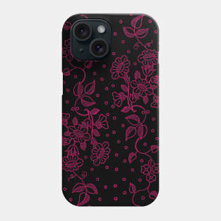 Black & Pink Floral Pattern Phone Case