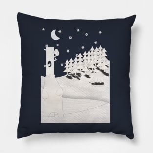 Bears in Snowy Forest Pillow
