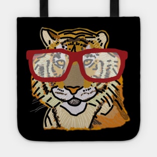 Portrait of Big Cat with Glasses Tote