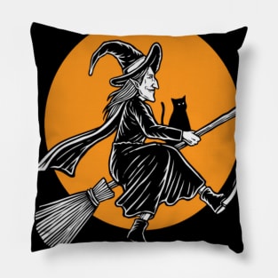 Illustration Flying Hallowen Pillow