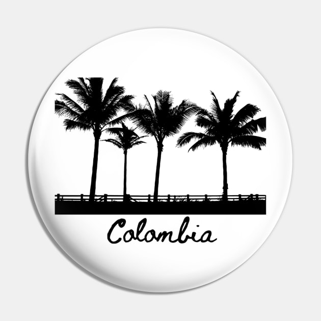 Colombia Palm Trees Silhouette Pin by julyperson